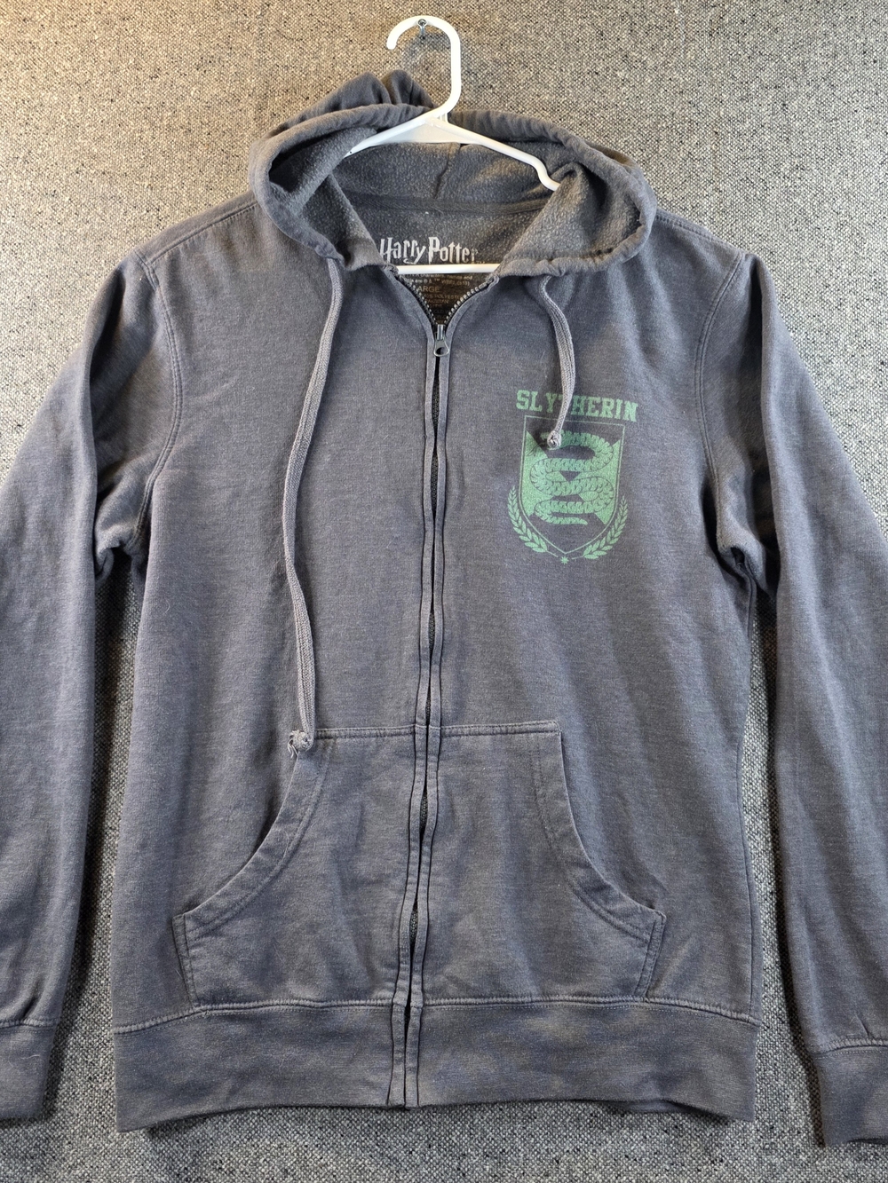 Harry Potter Slytherin Seeker Quidditch Full Zip Hoodie Gray Men's L